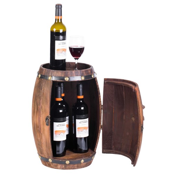 Vintiquewise Wooden Barrel Shaped Vintage Decorative Wine Storage Rack QI003659